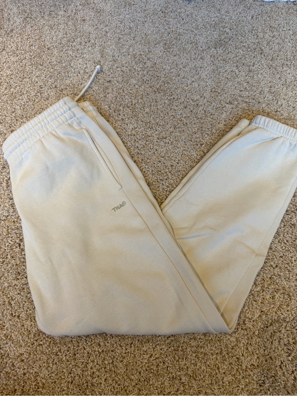 Aritzia Cream Drawstring Jogger Sweatpants